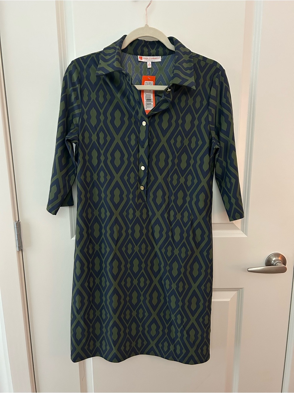 Jude Connally Navy and Olive Geometric Polo Swim Cover-Up